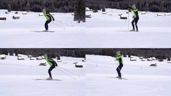 高清超慢莫：越野滑雪的年轻人