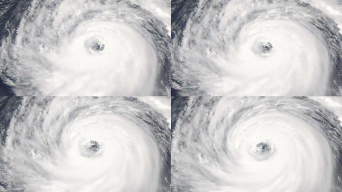 从太空看到来势汹汹的飓风。