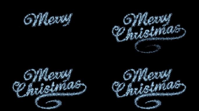 出现冻结文字的美丽动画。圣诞快乐主题。高清1080。