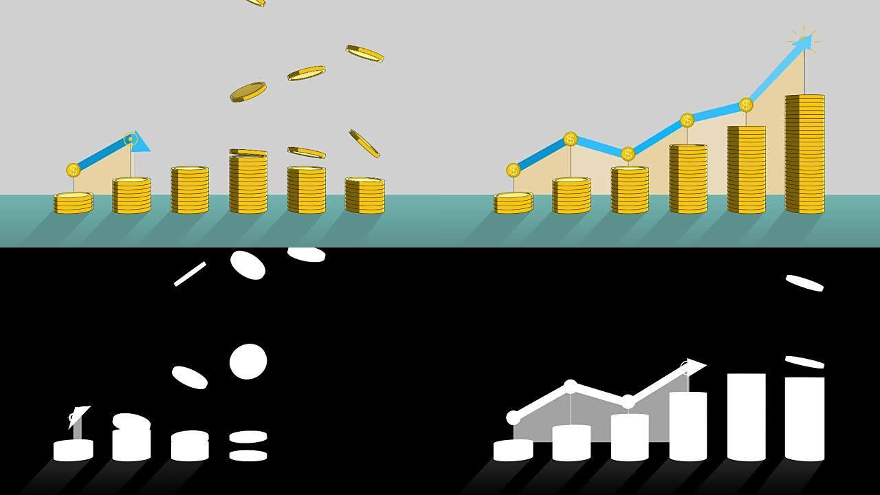 堆积金币表示增长利润，信息图表框1
