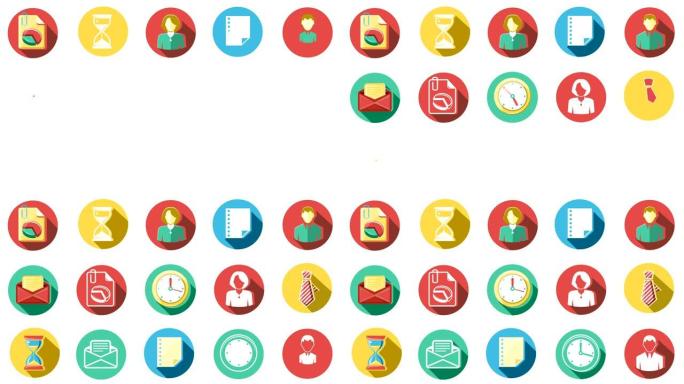 商务和办公室平面图标集