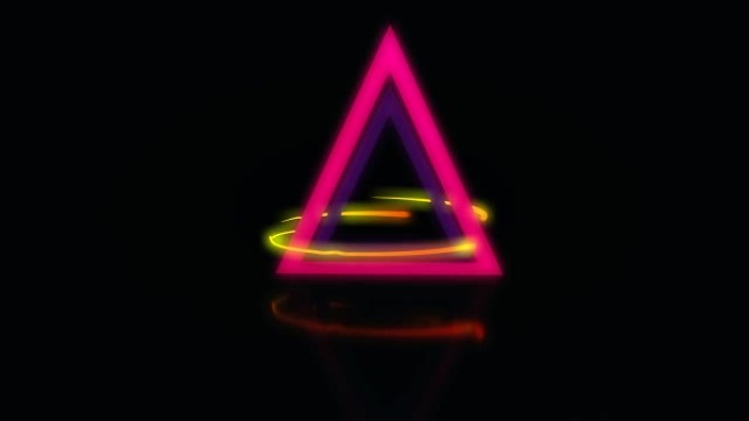 发光的光线环绕着一个抽象的三角形。