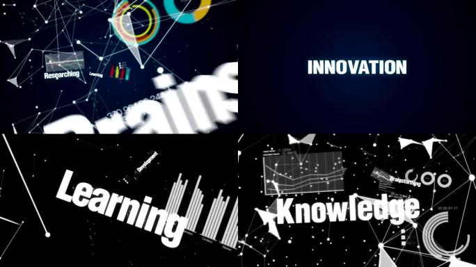开发，学习，研究，头脑风暴，知识，文本动画 '创新'