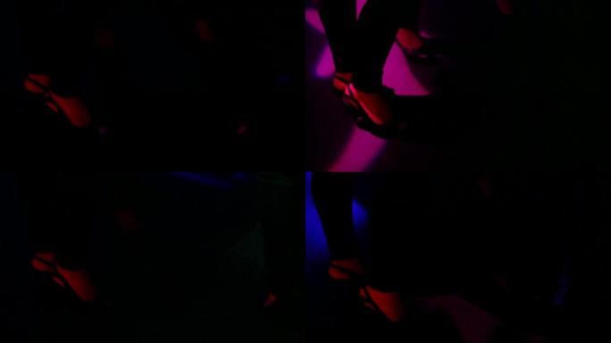 HD年轻女子在迪斯科舞厅跳舞的脚