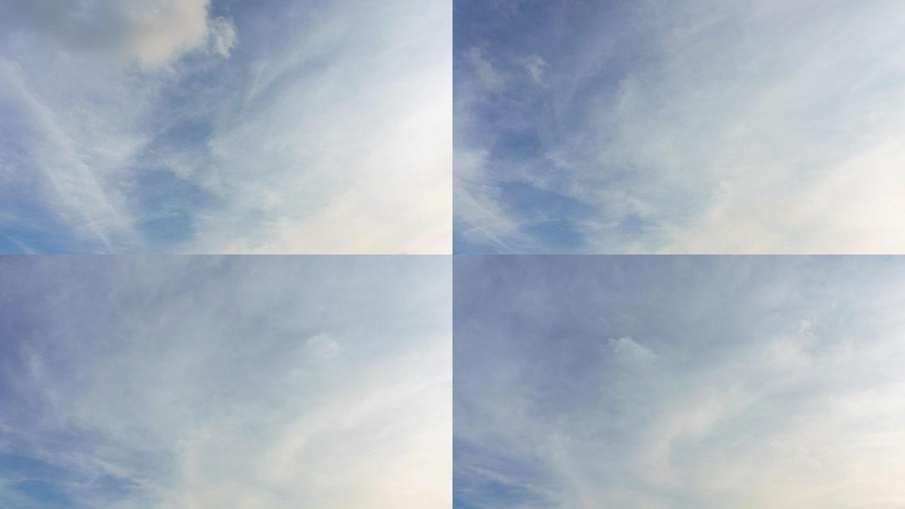 4K/UHD至高清延时: 云景延时，白云横贯蓝天。