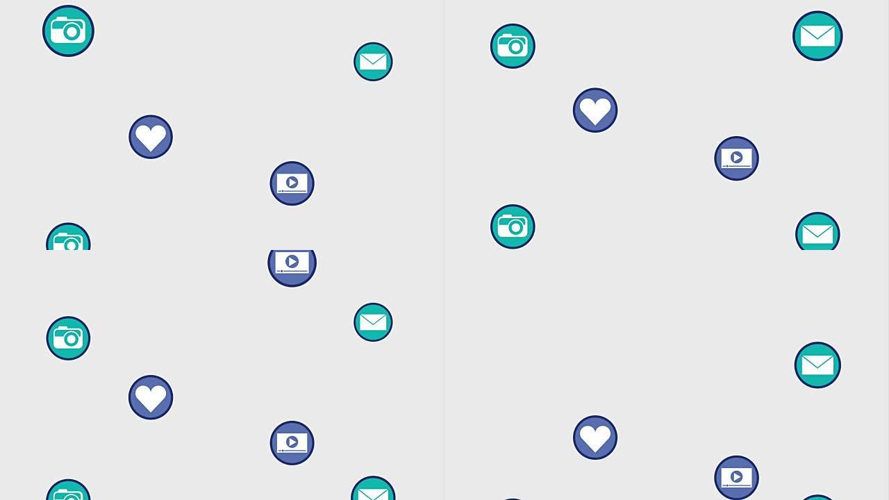 社交媒体喜欢相机电子邮件视频播放器旋转