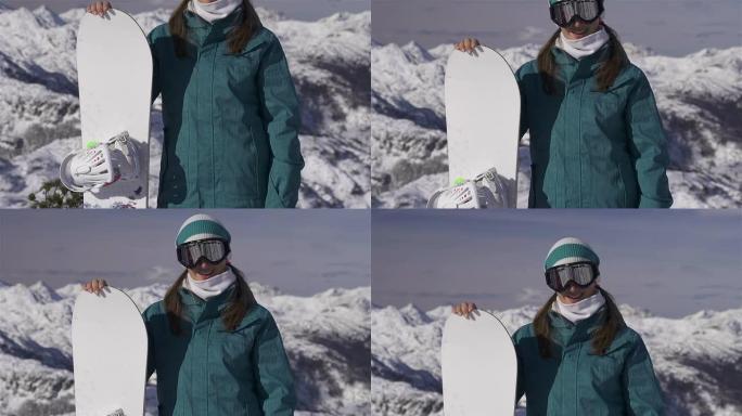 山区的女性滑雪者
