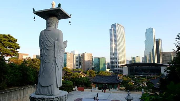 韩国首尔市的Bongeunsa寺景观