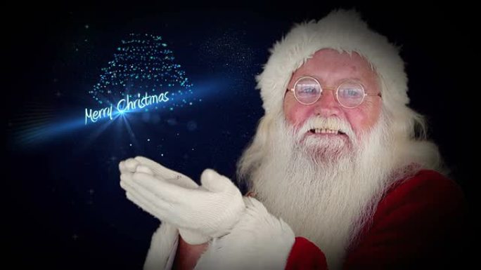 圣诞老人吹闪光形成圣诞问候