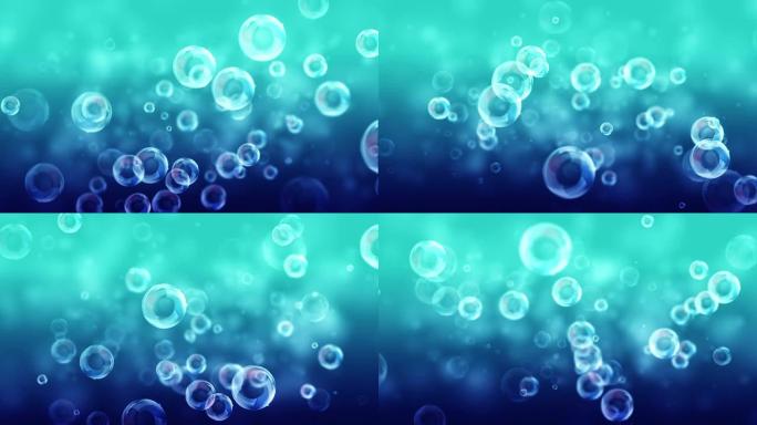 魔术气泡循环蓝色气泡背景梦幻背景素材