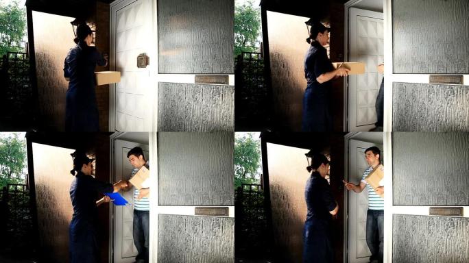 快递员递送包裹