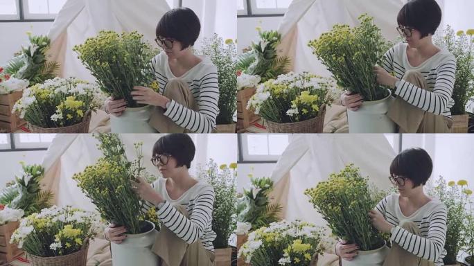 亚洲花店在花店安排花束