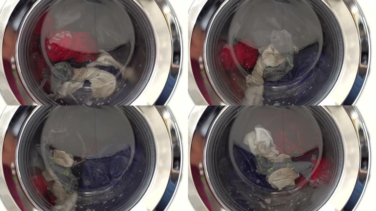 洗衣机中衣物的慢动作顺序