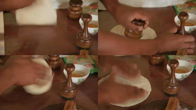 制作扁平面包的传统方法