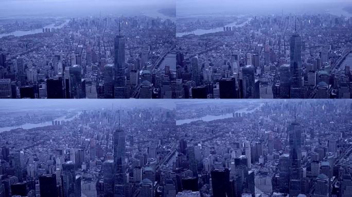 高角度拍摄的城市纽约，美国，北美。