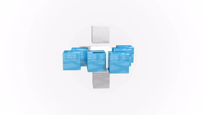 蓝色和白色抽象立方体网格