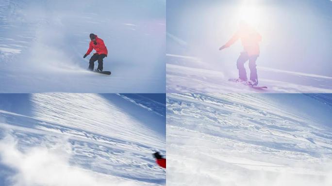 在阳光明媚的冬日里，穷乡僻壤的滑雪板