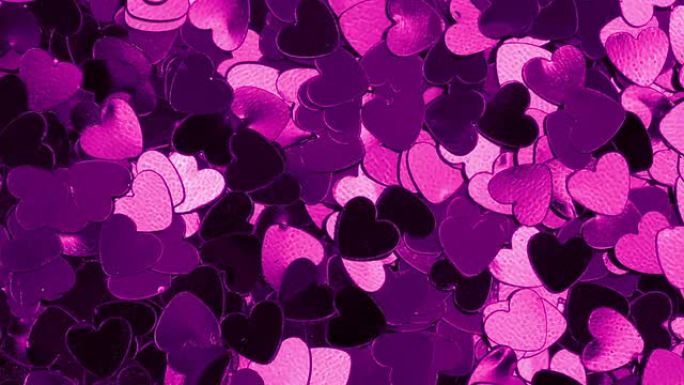 紫色心形五彩纸屑变色