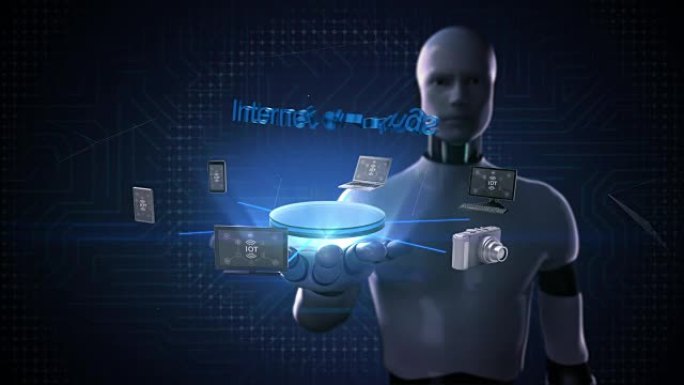 机器人、半机械人开掌、设备连接物联网技术、人工智能。