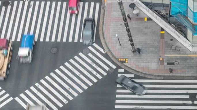 延时: 鸟瞰图行人在银座横穿日本东京