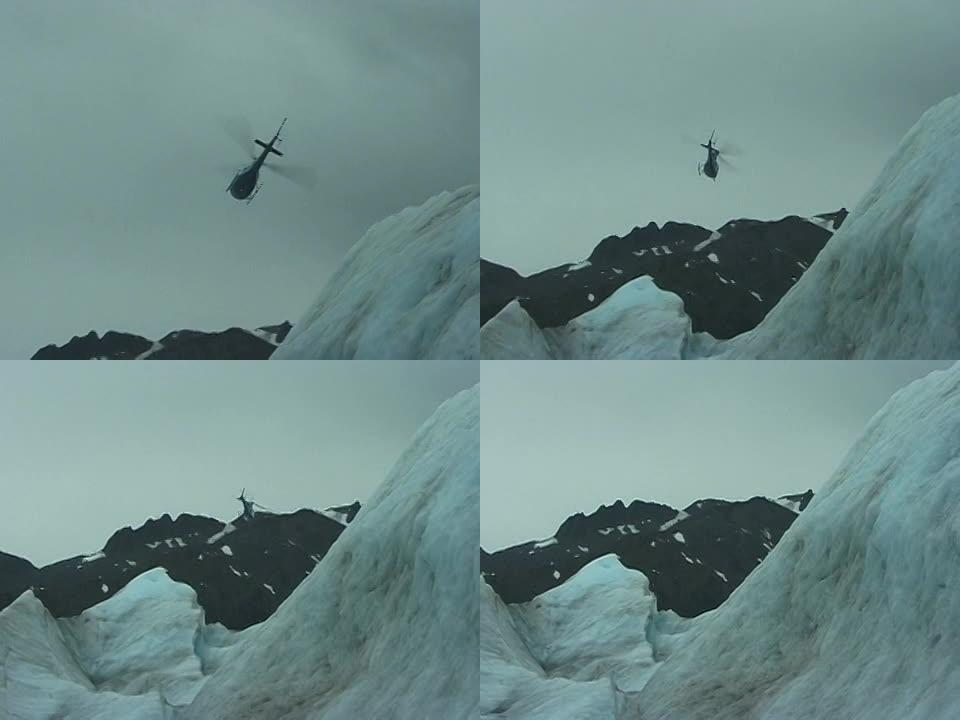 直升机掠过冰面直升机穿越