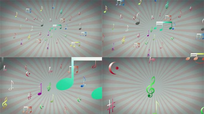 色彩缤纷的音符乐曲符号动漫视频漫画动画