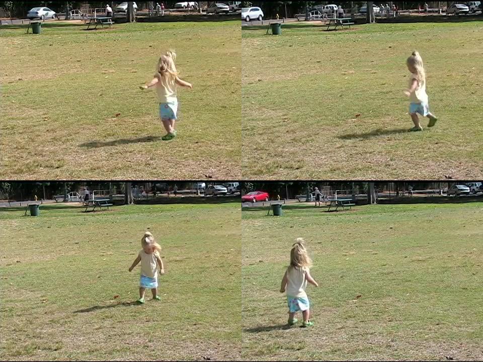 小女孩在公园转圈小女孩在公园转圈