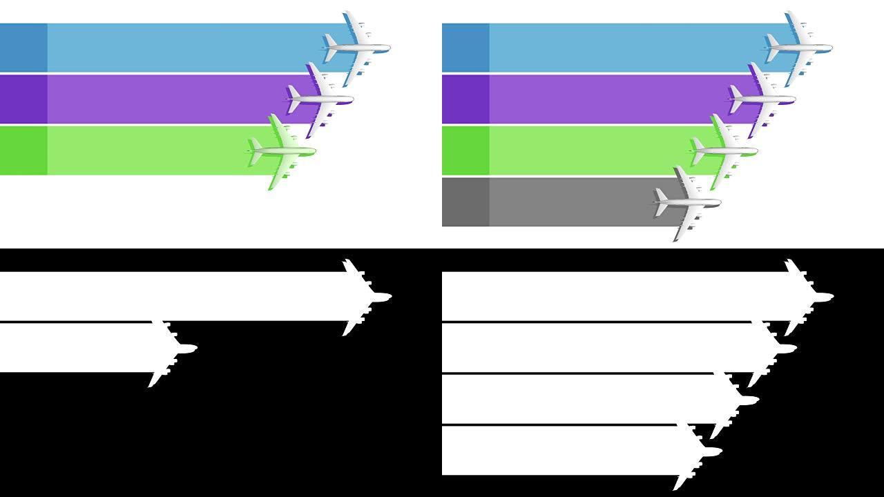 四个飞机标题介绍栏图形，演示模板。