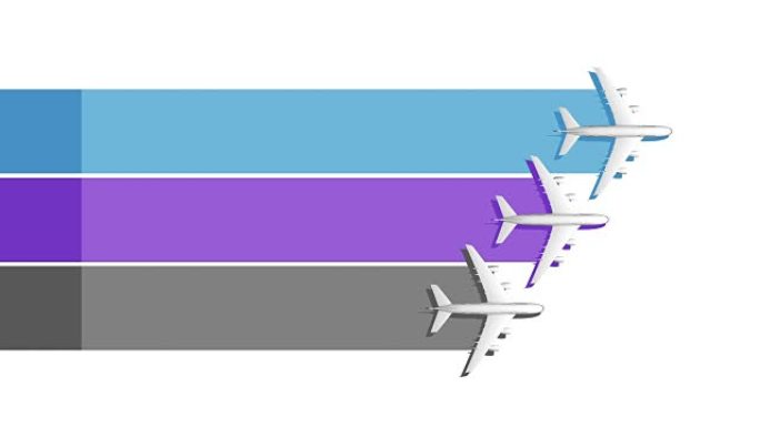 三个飞机标题介绍栏图形，演示模板。