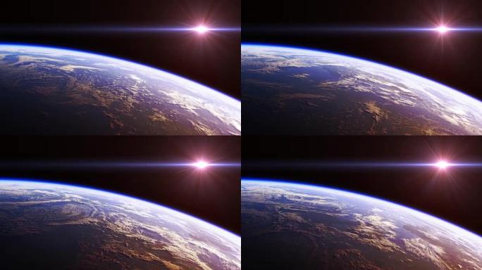 从太空可以看到地球的美丽景色。无缝循环。超高清。4K。