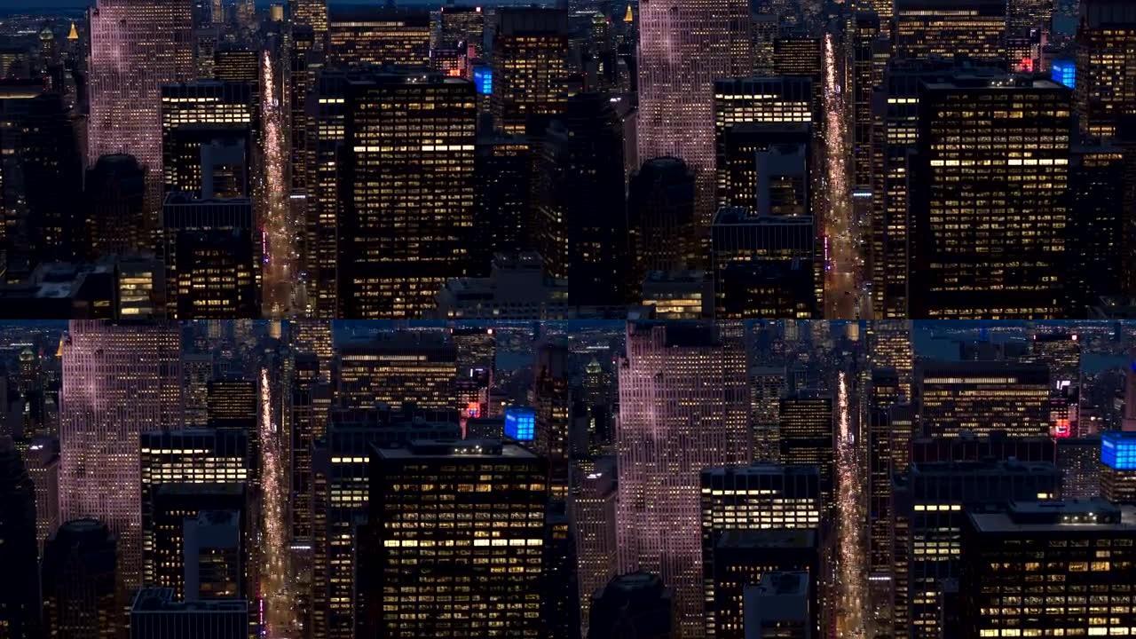 空中: 繁忙的第六大街交通繁忙，纽约傍晚高峰时间