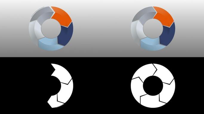 圆图五个结果箭头框用于演示。powerpoint模板
