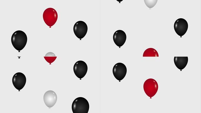 掉落的红色白色和黑色气球装饰黑色星期五动画高清