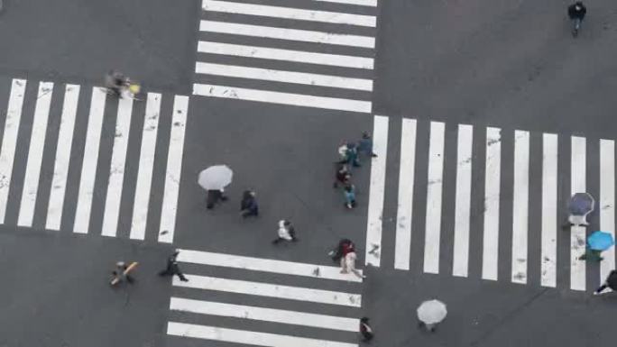 延时: 鸟瞰图行人在银座横穿日本东京