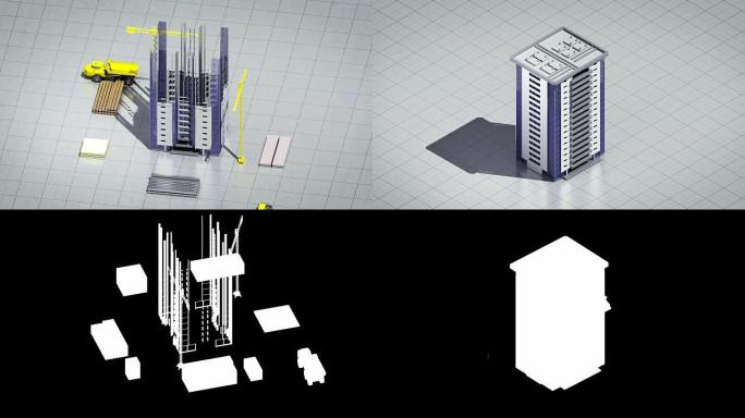 建筑建筑，移动起重机动画