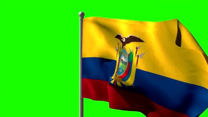 厄瓜多尔国旗在旗杆上挥舞
