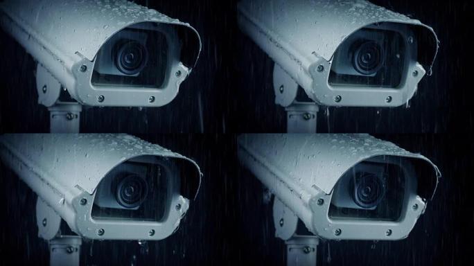 降雨中的监控摄像头