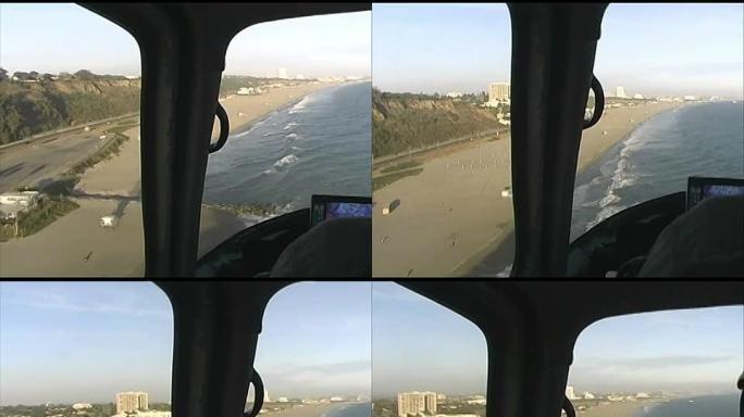 洛杉矶:洛杉矶警局直升机上的马里布海滩
