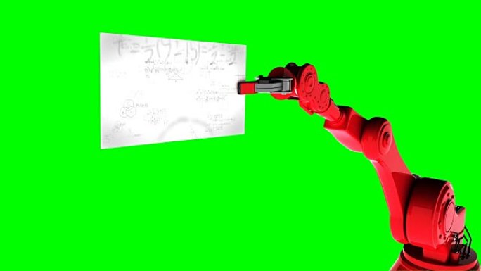 用数学公式数字生成的红色机械臂持卡视频