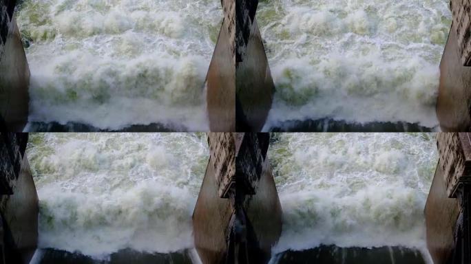 泰国水电站大坝溢洪道的4k镜头