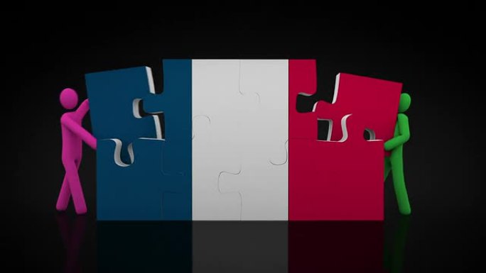 法国国旗难题。黑色背景。