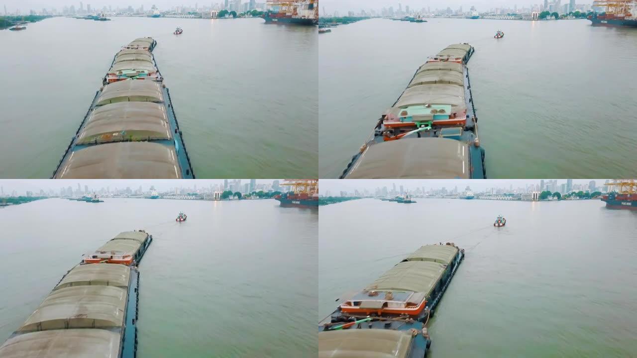东南亚海洋物流运输船坞集装箱船进出口航拍