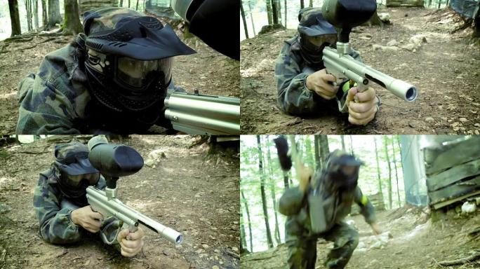 彩弹射击运动员射击