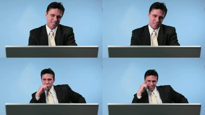 商人、企业、办公室、笔记本电脑、电脑