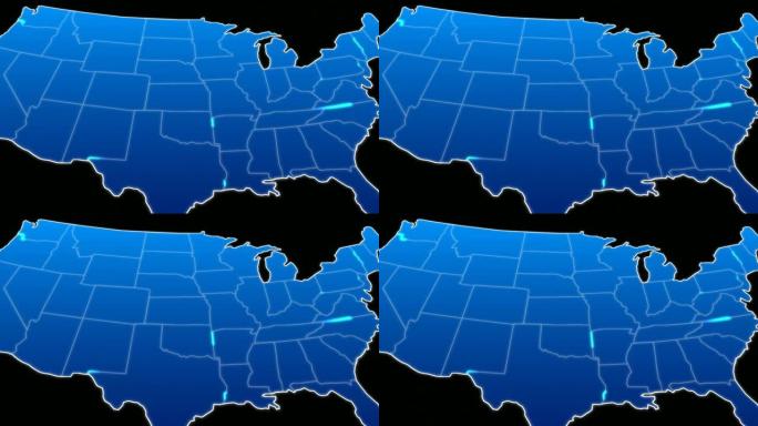 蓝色的美国地图