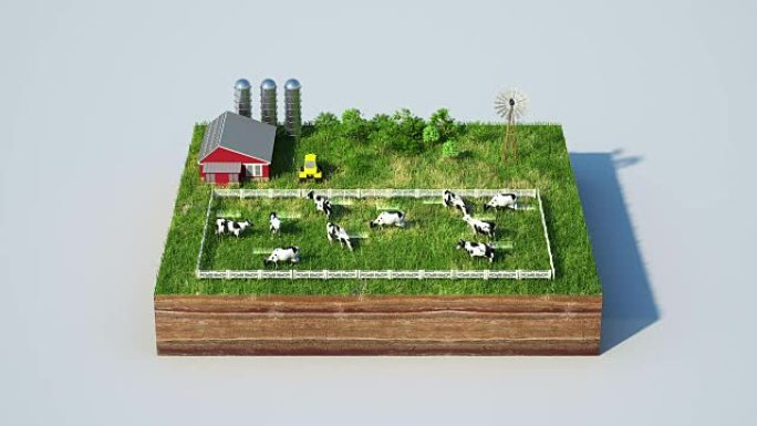 智能农业，智能农场，传感器连接奶牛农场。物联网.第四次工业革命