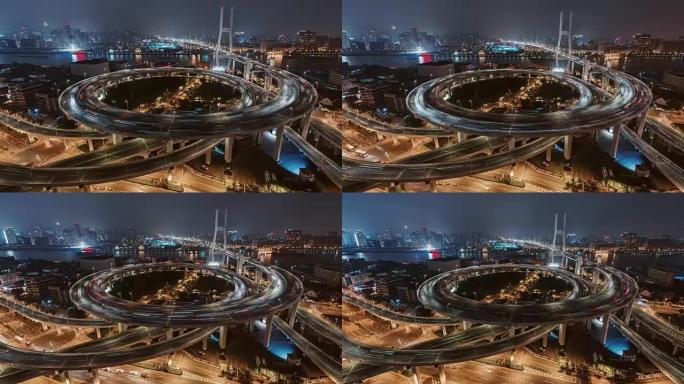 天桥和城市交通的T/L HA ZO鸟瞰图/中国上海