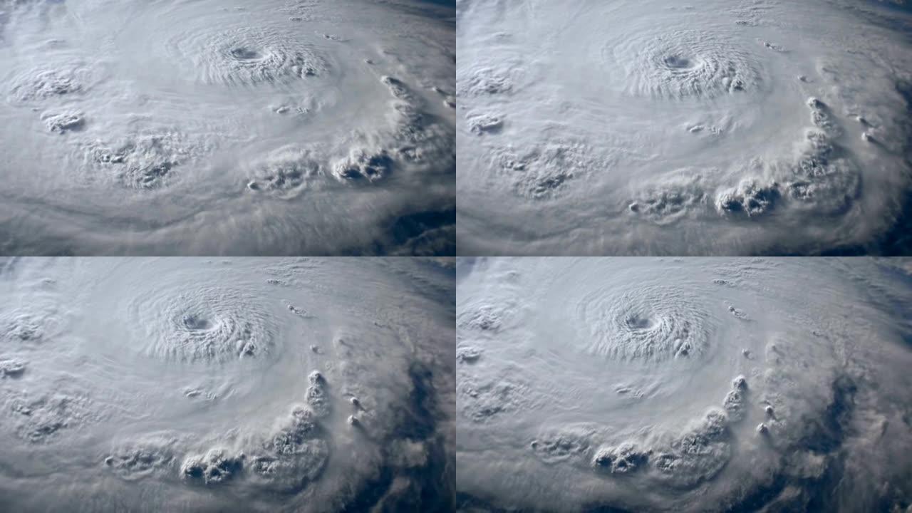 带有清晰眼睛的大型飓风的卫星视图。