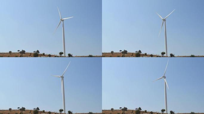 山上的风力涡轮机