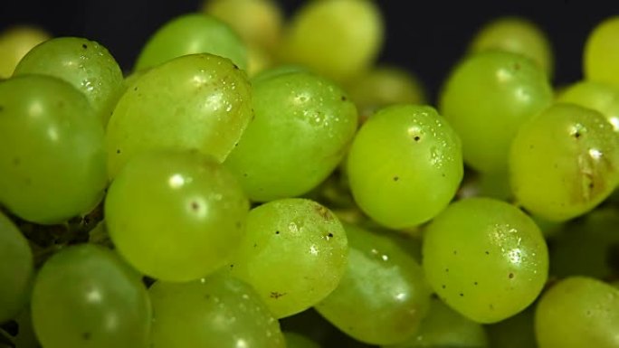 水滴中的绿色葡萄浆果
